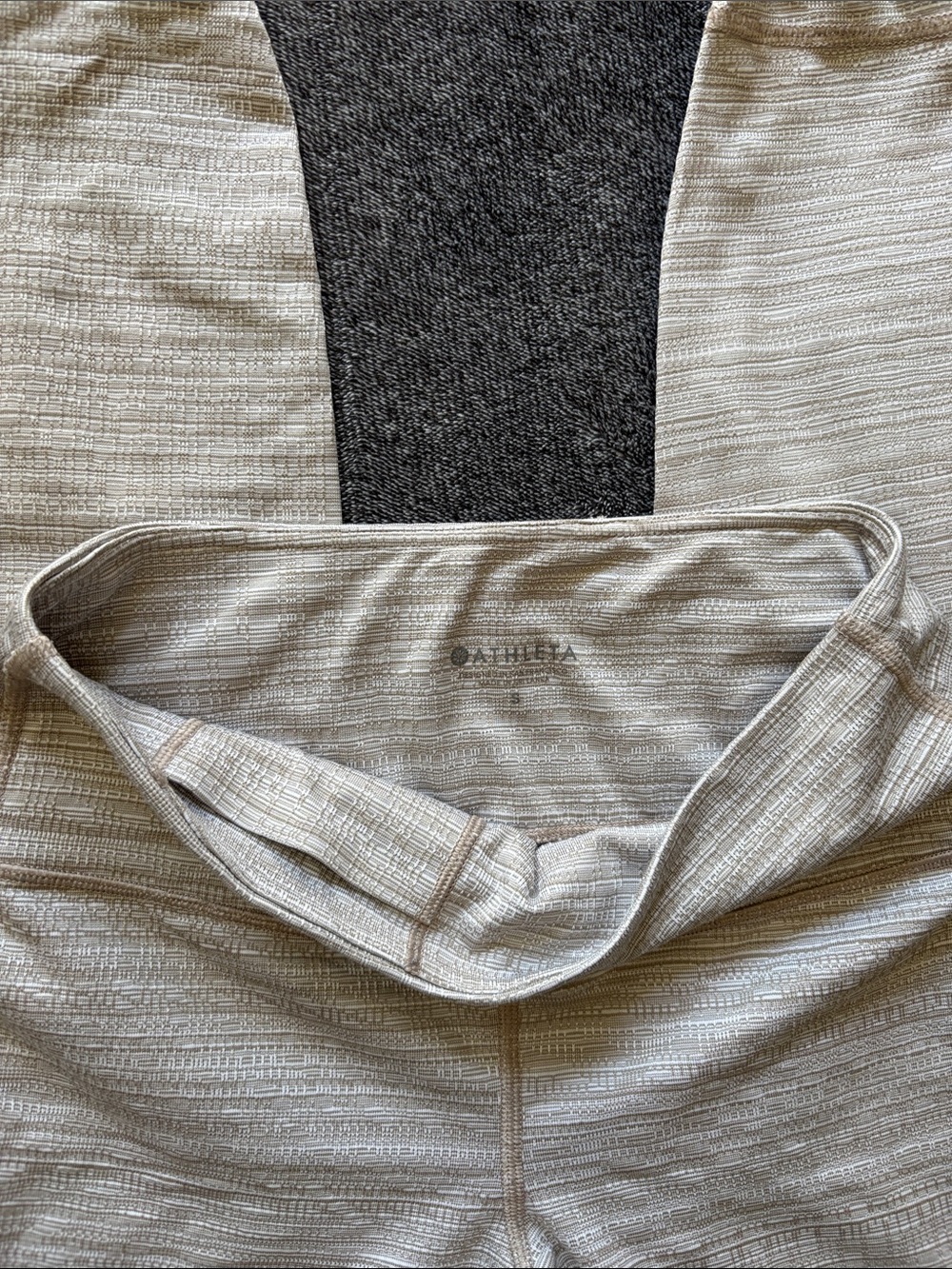 Athleta Cream Textured High-Rise Leggings